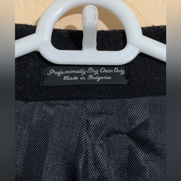 Men's Black Long Trench Coat sz R 46 100% Wool Shell and 100% Rayon lining - Picture 2 of 11